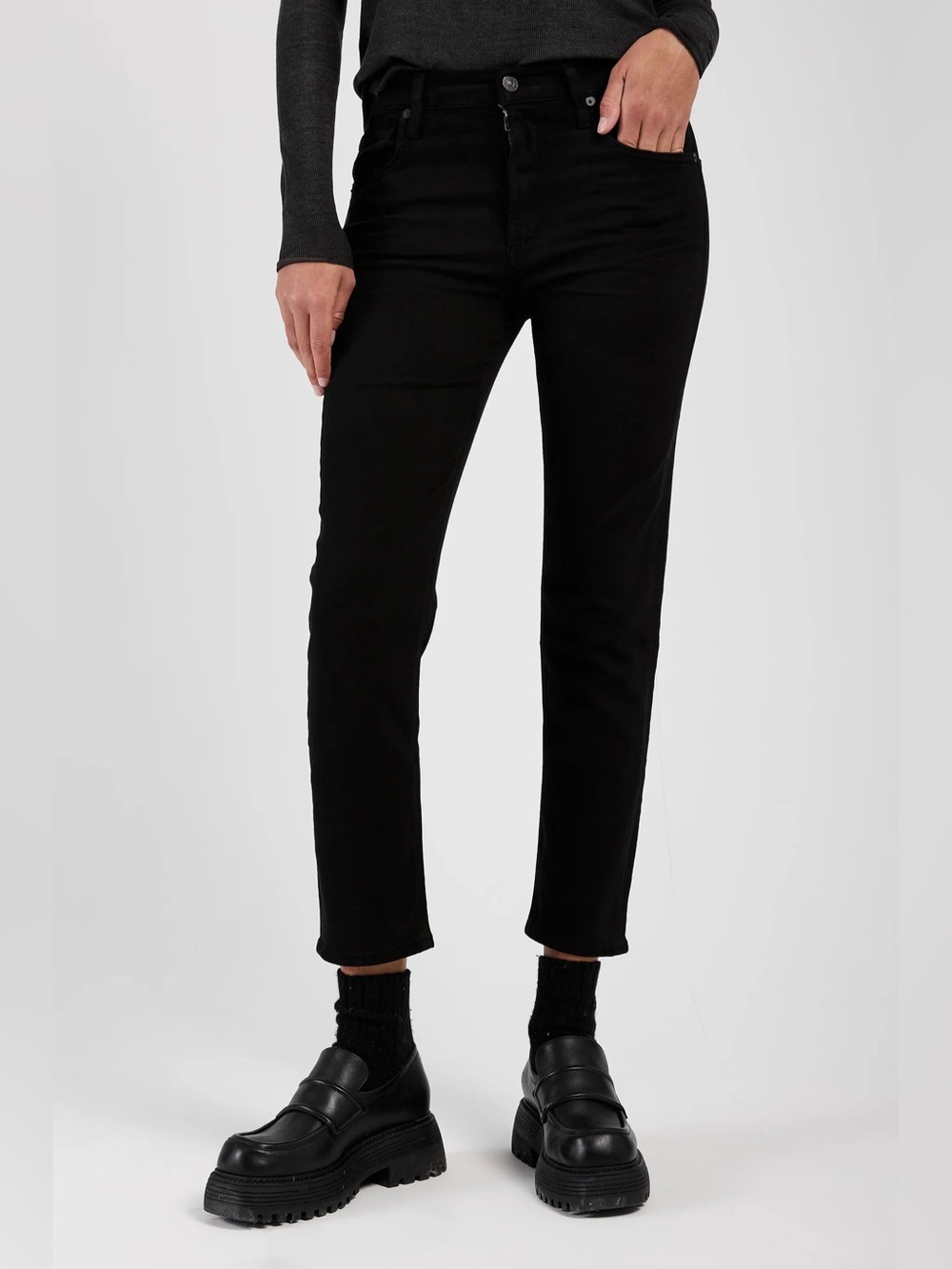 Citizens Of Humanity Black Cropped Slim Straight Jeans